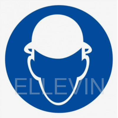 Знак M02 «Работать в защитной каске (шлеме)» (пленка, 100х100 мм)