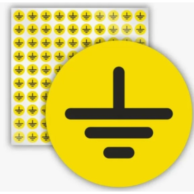 Знак (плакат) S46 «ЗАЗЕМЛЕНИЕ» (пленка, диаметр 30 мм)