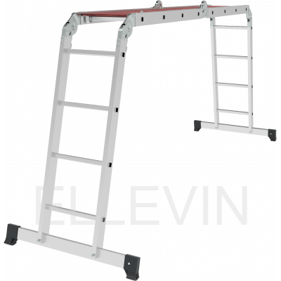 Алюминиевая четырёхсекционная шарнирная  лестница-трансформер с помостом, ширина 340 мм NV1330404